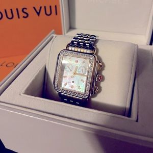 Michele deco two toned diamond watch
